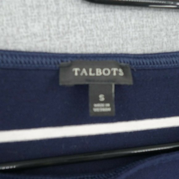 Talbots Shirt Womens Small Blue Striped Button Shoulder Short Sleeve Stretch - Picture 3 of 10